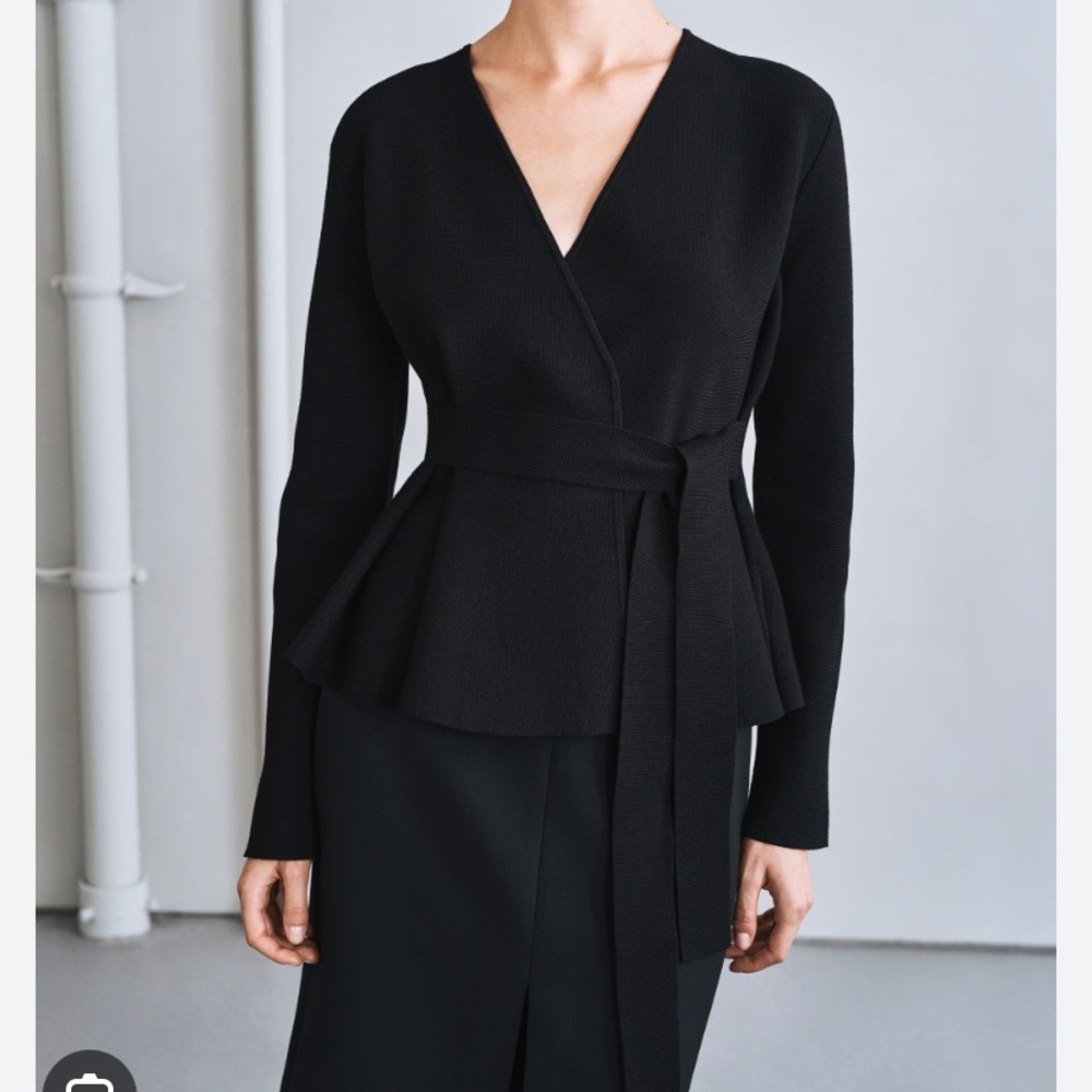 Aritzia Black Wrap Peplum Sweater